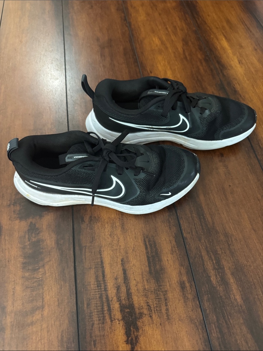 Nike Kids Black & White Swoosh Running Sneakers